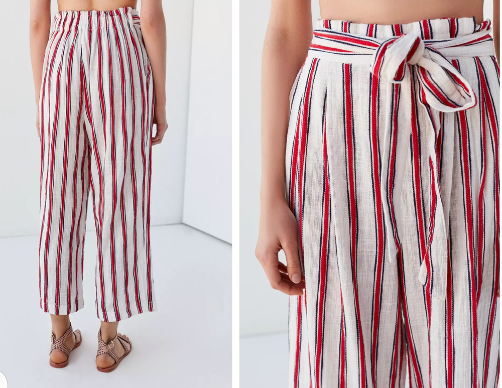 Urban Outfitters  Cotton Gauze Stripe paperbag pant size S/P